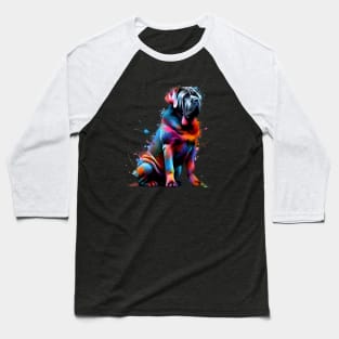 Colorful Splashed Paint Neapolitan Mastiff Art Baseball T-Shirt